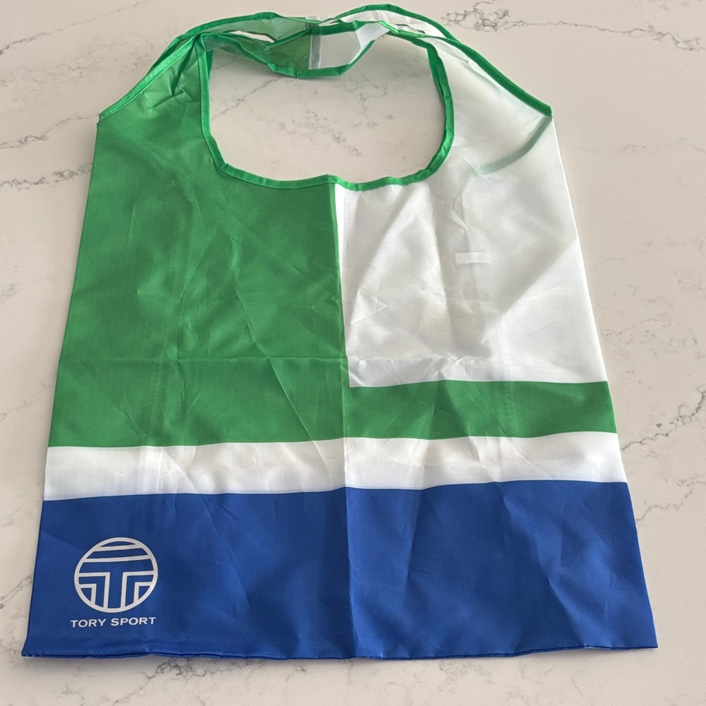 Tory Sport Green and Blue Colorblock Tote - Picture 2 of 5